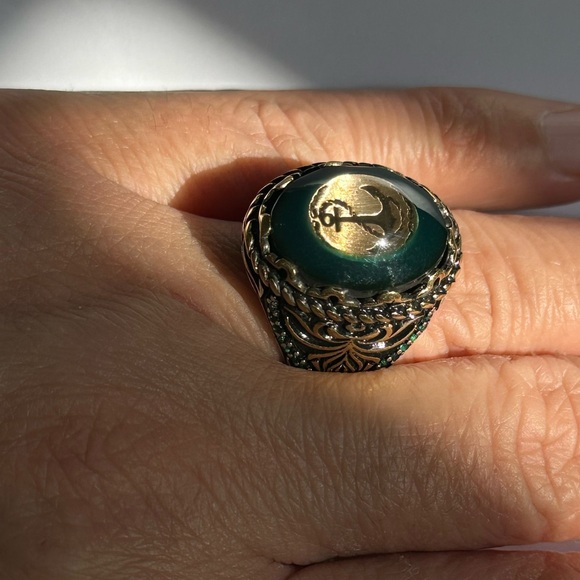 925 Silver Nautical Pirate Sailor Anchor Ring Unisex - Picture 6 of 7